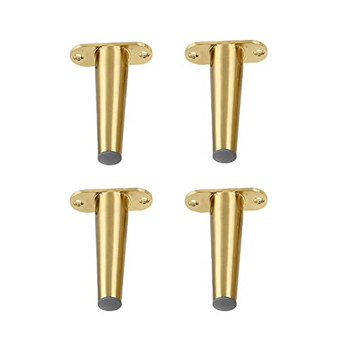 QWEASDF 4 Piezas Patas de Muebles, Supporting Foot Patas para Muebles,Patas de Mesa de Metal,Pies para Muebles de Forma Cónica,para Sofás, Gabinete, Sofá, Silla,Mesa de Centro,Oro,12cm/4.72in Cover