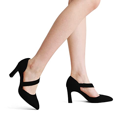 DREAM PAIRS Women's High Heels Comfortable Work Pumps,Black-Suede,10 - image 2