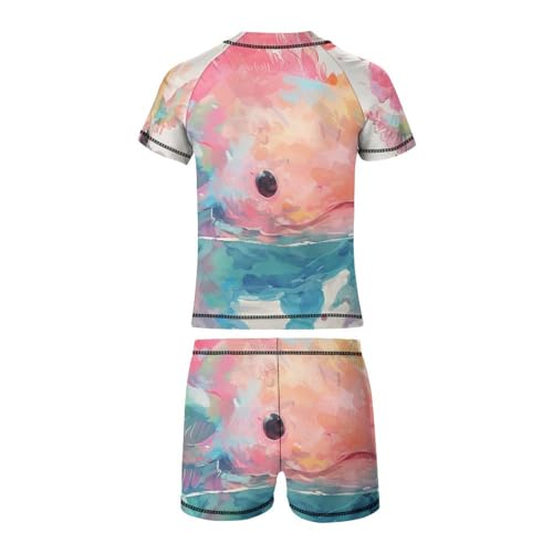 Stylized Rainbow AxolotlChildren's Casual Swimsuit Set - Simple and Versatile10-12Y（150cm）3