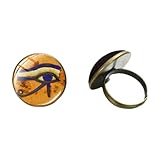  Antico Egitto Stile Occhio di Horus Anello Amuleto Egiziano Fascino Alla Moda Retrò Punk Anello di Apertura Regolabile Per Uomini Donne Gioielli Regalo, 16mm, Vetro