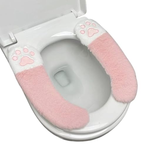 All Trust 便座カバー 便座シート 洗える 消臭 トイレカバー 温水洗浄便座 猫 o型 (ピンク)