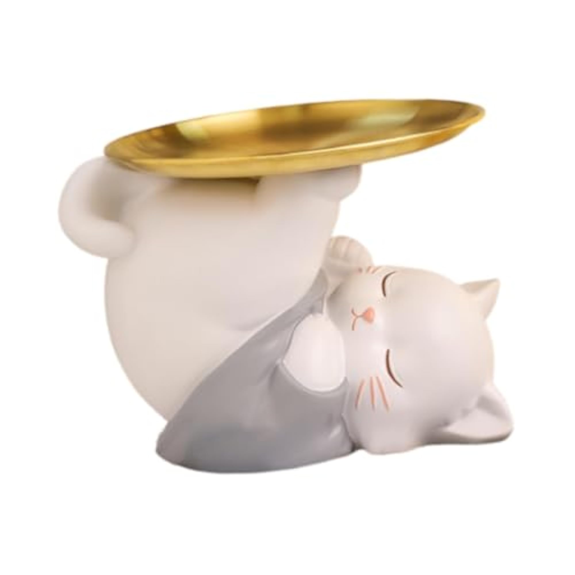 Resin Cat Statue with Tray