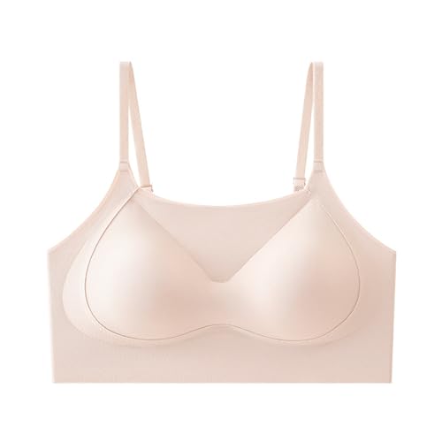 Soporte de garganta sin armaduras, cómodo diario para deporte, yoga, talla grande, para mujer y niña, soporte para garganta sin armadura, tamaño E, 10-beige, L