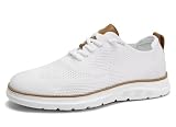 Mens Fashion Oxfords Casual Shoes Business Walking Dress Slip on Work Sneakers Mesh Comfortable Lightweight Soft Sole White -  Socviis