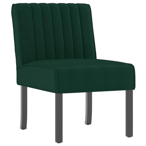 vidaXL Fauteuil sans accoudoirs Vert foncé Velours, Chaise, Chaise Longue, Chaise de Salon, Chaise d'appoint, Chaise de Relaxation, Meuble de Salon