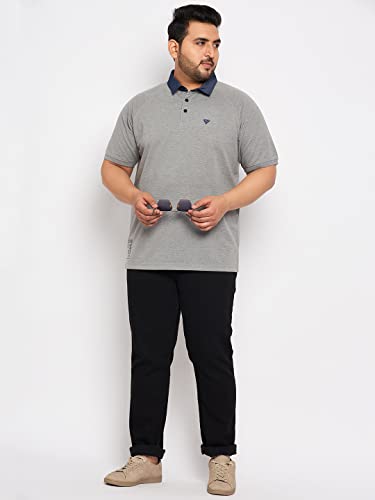 Image of Club York Men Cotton Blend Half Sleeve Polo Neck Solid Plus Size T-Shirts