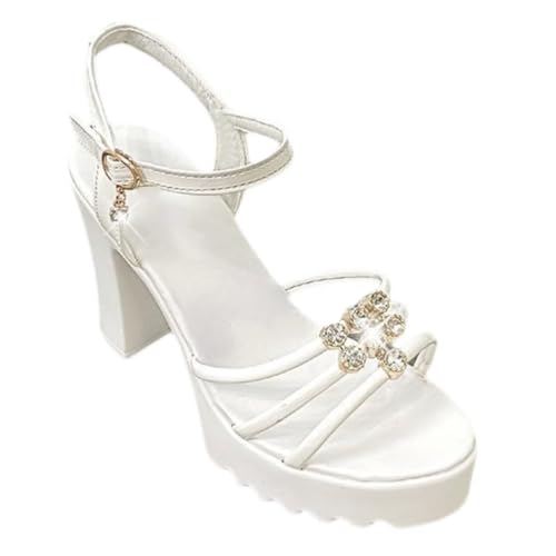 HNVAVQ Sandalias Mujer Tacón Grueso Plataforma con Strass Zapatos Punta Abierta Fiesta Elegante
