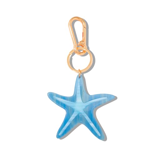 Seahorse Bag Charm & Keychain - Acetate Seahorse with Gold-Tone Metal Ring & Lobster Clasp