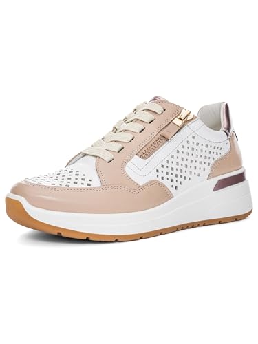 ARA Garda, Scarpe da Ginnastica Donna, Shell White Dusky Pink, 38.5 EU Larga