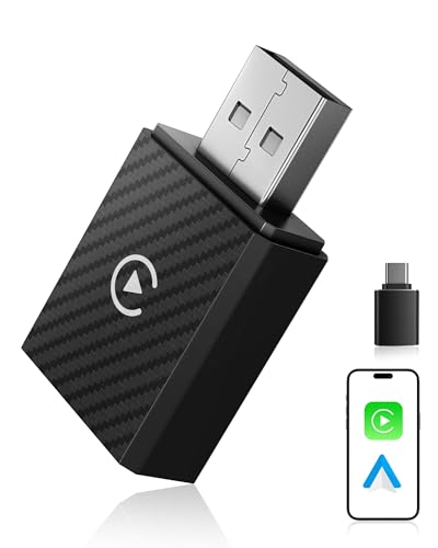 WityEye CarPlay und Android Auto Wireless Adapter 2 In 1, V5.4 Bluetooth Stabile Verbindung, Dualband WiFi 6 Schnelle Datenübertragung, USB C/A, für Apple iPhone iOS 10+, Smartphone Android 11+