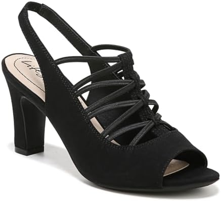LifeStride womens Cabaret Slingback Dress Heeled Sandal, Black, 7.5 Wide US | Image 3