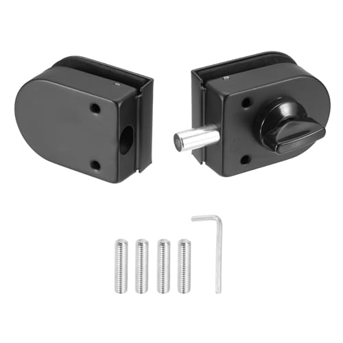 PATIKIL Glass Door Lock,Frameless Glass Door Lock for 10-12mm T Black