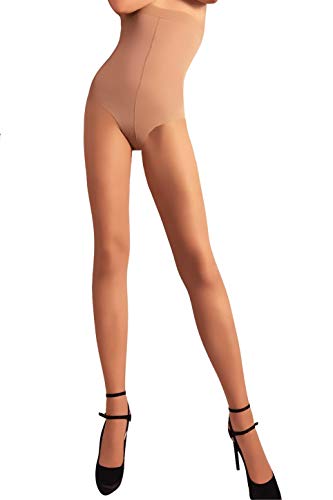 Charm and Attitude Women's Shaping Control Top Tights | High Waisted Tummy Control Sheer Pantyhose Stockings