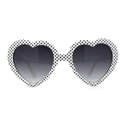 SA106 Polka Dot Print Plastic Heart Shape Cute Womens Sunglasses