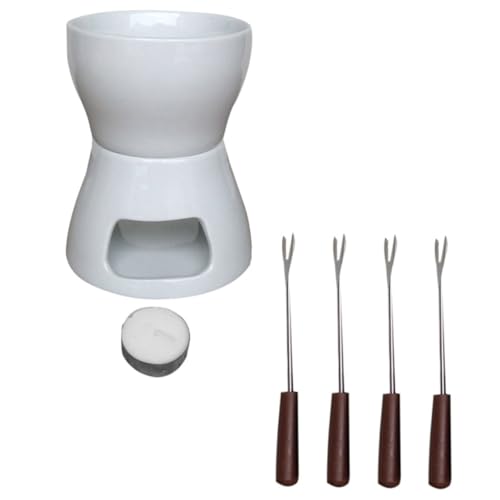 HOLIDYOYO 1set Ceramic Chocolate Melting Pot for Cheese Fondue Heating Furnace for Ice and Butter Compact Kitchen Gadget for Home Parties and Afternoon Tea