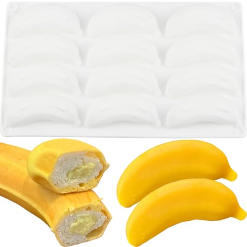 EPYHREHM 12 Cavity Banana Shape Silicone Chocolate Molds