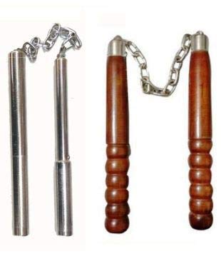 A1VK Combo of Stainless Steel Nan Chaku for Bruse Lee Style Fight Martial Arts Training & Wooden Excellent Grip Metal Chain Nanchaku (B08YJ3VX78) Amazon Price History, Amazon Price Tracker