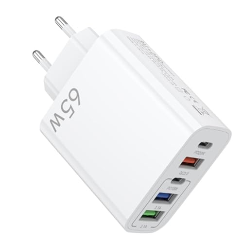 Chargeur Rapide USB, 5 Port Chargeur 65w USB C Multiple, Prise Rapide avec Secteur PD+QC 3.1A Type C Adaptateur Compatible avec I-Phone 16 15 14 13 12 11 Pro...