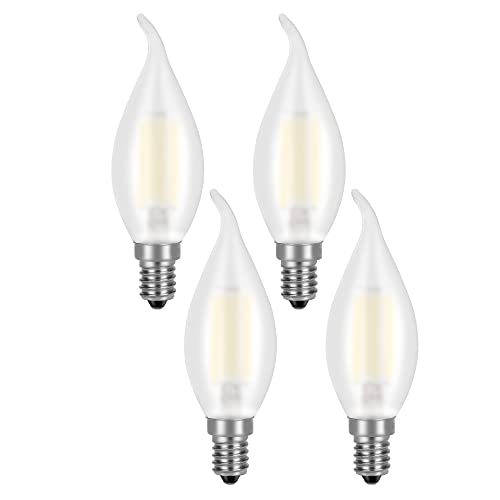 LED Lampen E14 Dimmbare Glühbirnen Warmweiß 2700K Energiesparlampe Retro Glühbirne 360 ° Grad Strahlwinkel 4W Birne , 40W Glühlamp Enäquivalent Energieklasse A + (Matt Flammen Led Lampe-4er Pack)
