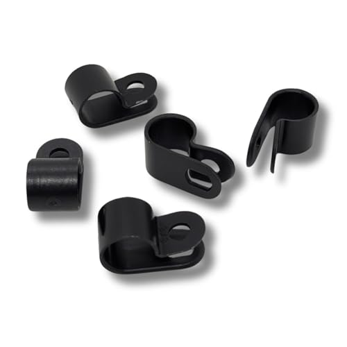 Lumonic 100x P-Clip Cable Management for 9mm, Black Nylon Cable Clamps, 9 mm