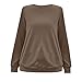 Cute Crewneck Fall Sweatshirts for Women Trendy Plain Long Sleeve Pullover Tops with Pockets Winter Fashion Clothes Brown