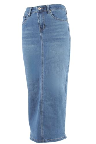 Fashion2Love Women's Juniors Long Pencil Stretch Denim Skirt (247-SKT)