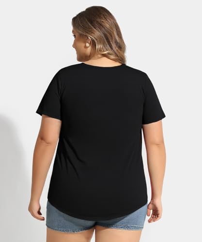 Image of CARCOS Plus Size Tops for Women Short Sleeve Shirt Summer Star /Leopard /Tie Dye /Flower Crewneck Pullover Tunic XL-5XL