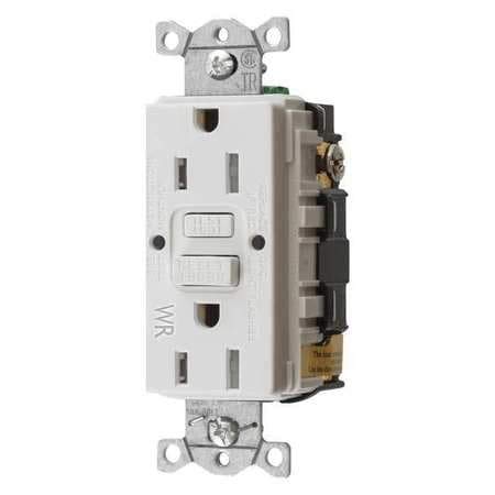 GFCI Receptacle, 15A, 125VAC, 5-15R, White