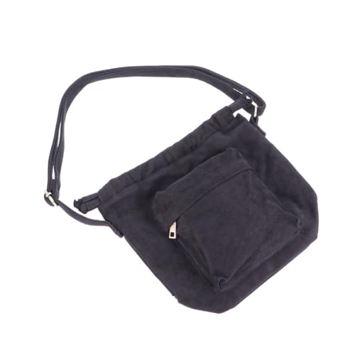 Sac seau à bandoulière vintage en toile noire léger contre la fatigue de l'épaule