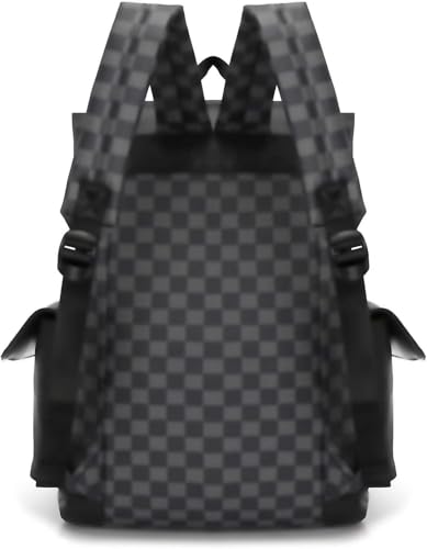 Black Leather Backpack School College Bookbag Laptop Backpack business travel Multifunctional backpack (Black 1)3