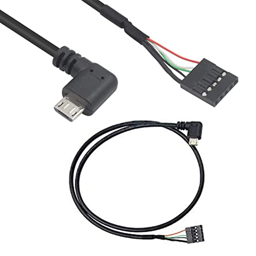 USB 5 ピン、マザーボードケーブルMicro USBデュポンケーブル 90度直角 Micro USBオスから5ピンマザーボードメスアダプター デュポン延長ケーブル 50cm