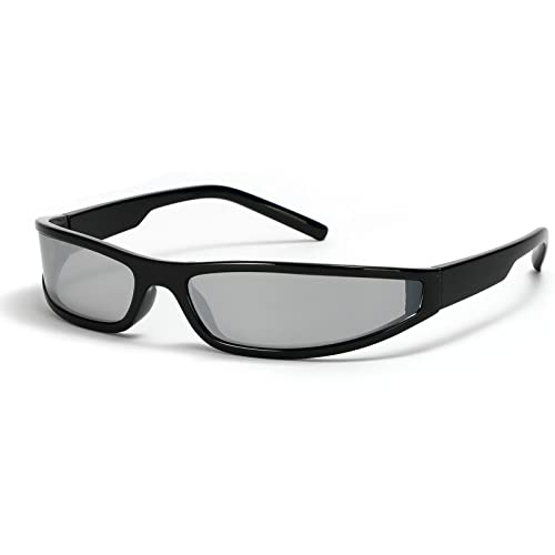 Image of Small Square Sunglasses for Women,Cute Fashion Wrap Around Sunglasses,Trendy Y2k Sunglasses Vintage Narrow Shades