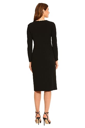 Maggy London Women's V-Neck Midi with Side Skirt Buttons Detail3