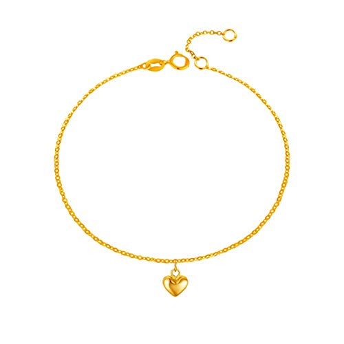 Bracelet de cheville en or massif 18 carats ajustable, chaîne anti-allergie