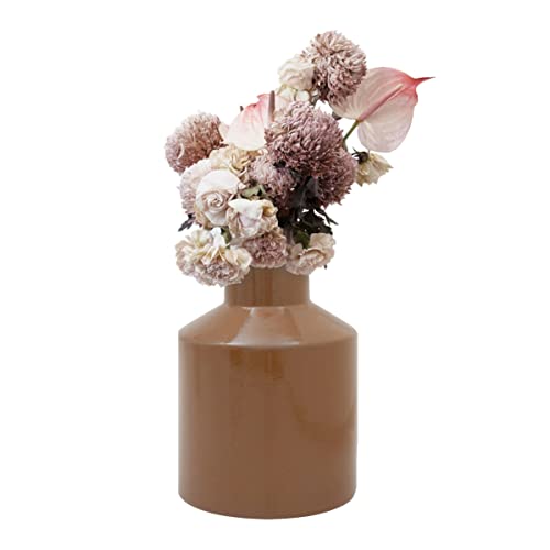 Kusso Braun Porzellanvase mit breitem Boden und schmalem Hals bemalt Blumentopf Keramik für frische oder getrocknete Blumen Kräuter Monstera Cover