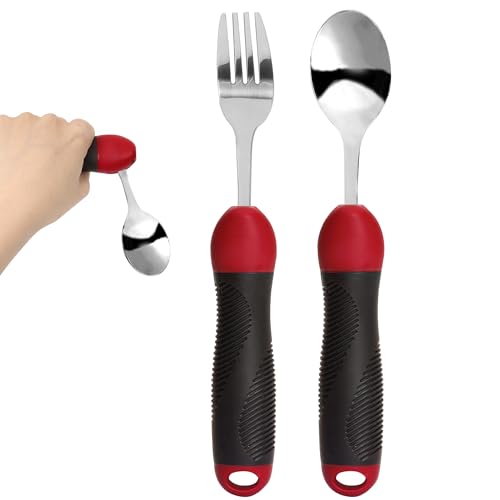 Utensilios adaptativos, suministros especiales pesados, juego de tenedores de cuchara, agarre débil y ayuda para discapacitados y Parkinson para la vida, artritis para temblores de manos, utensilios