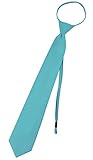 Vesuvio Napoli PreTied Men's Necktie Solid TURQUOISE BLUE Mens Zipper Neck Tie