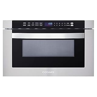 COSMO COS-12MWDSS 24 in. Built-in Microwave Drawer with Automatic Presets, Touch Controls & 668WRCS75 Wall Mount Range Hood with Ducted Exhaust Vent, 3 Speed Fan, 30 inches