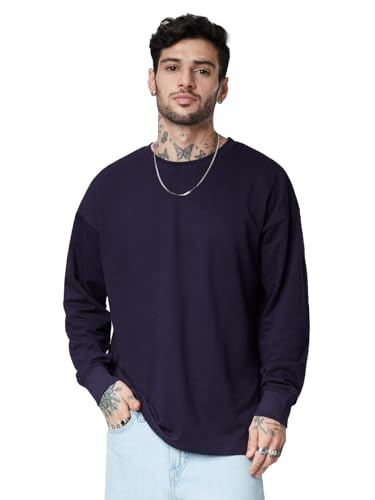 Image of The Souled Store Solids: Men and Boys Cotton Oversized Fit Full Sleeve T-Shirts