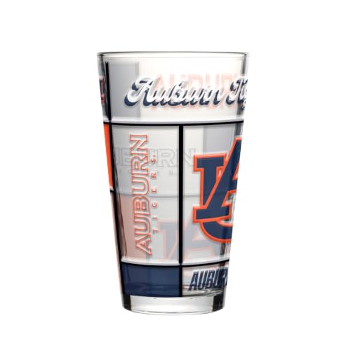 Image of Logo Brands NCAA oz Stained Glass Pint Glass - 3D Embossed Logo & Bold Team Colors - Durable Sports Fan Beer Glass for Home, Bar & Tailgates
