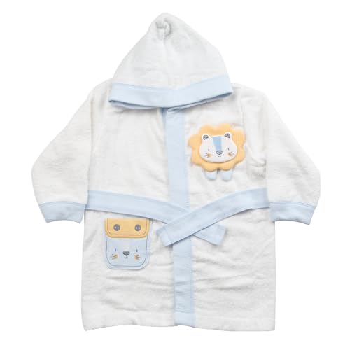 Peignoir à capuche bébé coton lion bleu idée cadeau naissance
