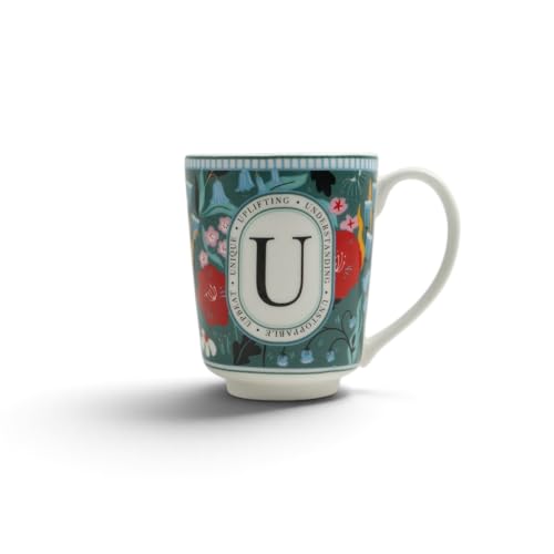 Image of Shay Alphabet Mug 300ml, Letter U Printed Coffee Mug for Girls, Boys, Friends | Ceramic Mug |Glossy Finish | Ceramic Coffee Cup | Porcelain | Microwave Safe (Alphabet Mug - U)