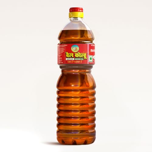 Image of Bail Kolhu Kachi Ghani Mustard Oil | Cold Pressed Sarso Tel (500ml, 1L, 2L, 5L) (500ml Bottle)