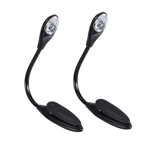 2Pcs Portable LED Book Reading Light Clip Black Lightweight Flexible Clip Reading Lamp for Bedtime Eye Protection Battery Powered Non Flickering Light for Books and Laptops