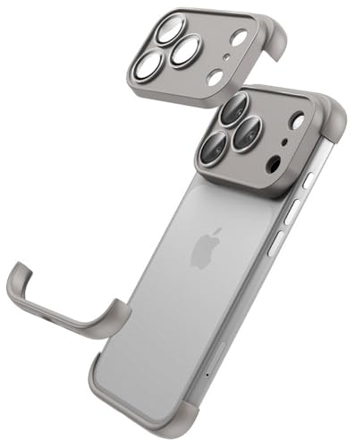 MIMGOAL Custodia Senza Bordo per iPhone 17 Pro – Cover Ultra-Sottile in Silicone con Protezione Fotocamera, Antiurto, Leggera e Minimalista, Compatibile MagSafe, Grigio Titanio