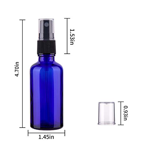 Hydior 2oz Small Fine Mist Spray Bottles For Essential Oils, Blue Glass Spray Bottle 3 Pack