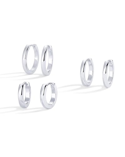 Image of PAVOI Gold Huggie Earrings for Women, 14K Gold Plated CZ Set of 3 | 925 Sterling Silver Posts, Small Hoop Earrings for Women, Hypoallergenic Earrings, Earring Pack