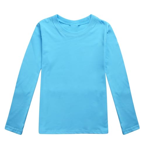 Kids Boys Girls Long Sleeve Solid Shirt Blouses Children Casual Round Neck Cotton T-Shirt Fall Winter Tops Tees