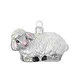 Christbaumschmuck Glas 8,5cm - Schaf Figur zum Aufhängen - handbemalt - Weihnachtsbaum Anhänger für Weihnachten - Christbaumanhänger & Weihnachtsbaumschmuck - Bauernhof Tiere Weiß