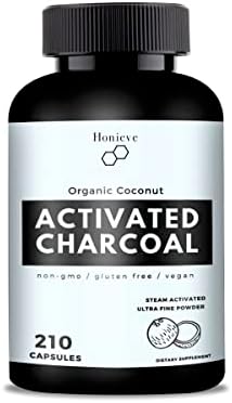 Honieve Charcoal Pills 800mg | Activated Charcoal from Coconut Shells | 100% Natural Detox Cleanse | Gas & Heartburn Relief